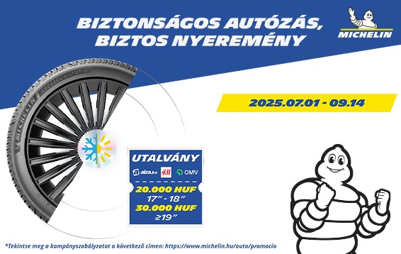 Michelin gumik ajándék 30 000 Ft vagy 20 000 Ft értékű utalvánnyal.